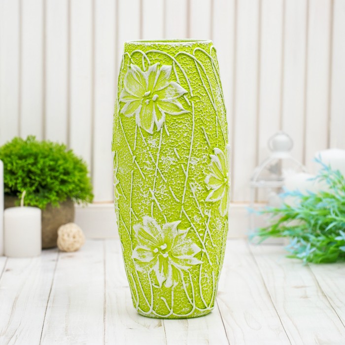 Ваза "Салатовая с белыми ромашками"