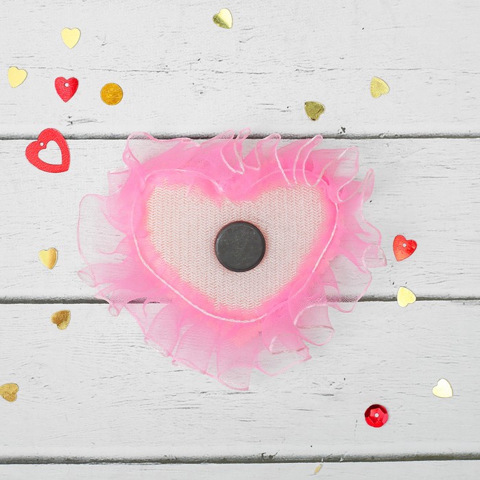 Мягкий магнит "Сердечко" цвета МИКС