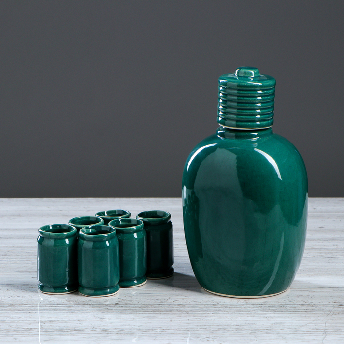 Штоф с рюмками "Фляга", 7 предметов, 1,25 л, микс