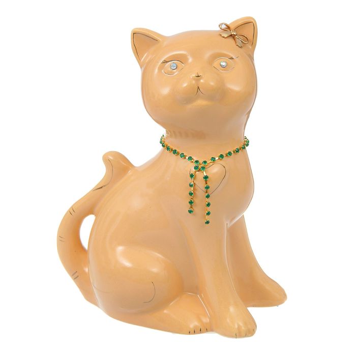 Копилка "Василиса" большая, глазурь, кремовая с верёвкой