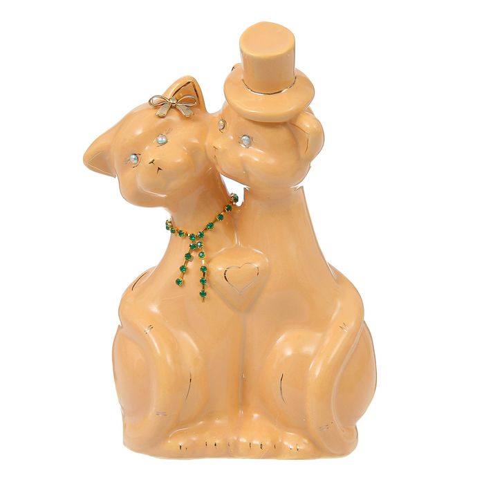 Копилка "Жених и невеста" глазурь, кремовая с цепочкой