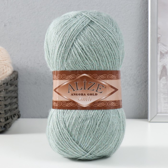 Пряжа "Angora Gold Simli" 75%акрил, 20%шерсть,5%металлик 500м/100гр (515 миндаль