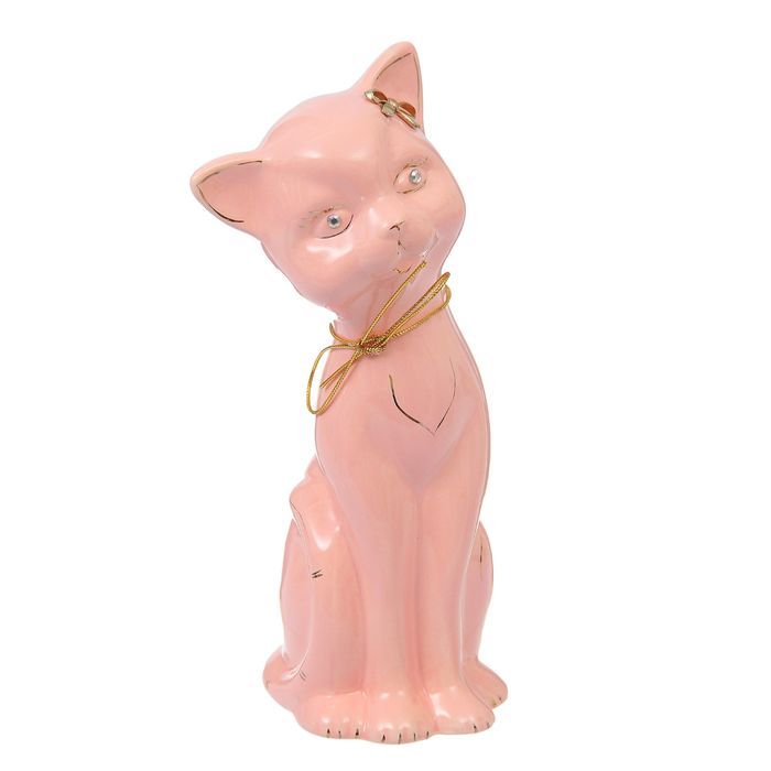 Копилка "Алиса" большая, глазурь, розовая с верёвкой