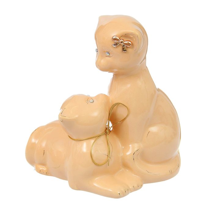 Копилка "Кошки" взгляд, глазурь, кремовая