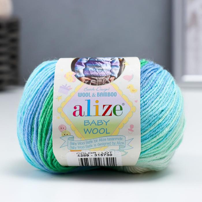 Пряжа "Baby Wool Batik" 40% шерсть, 40% акрил, 20% бамбук 175м/50гр (4389)