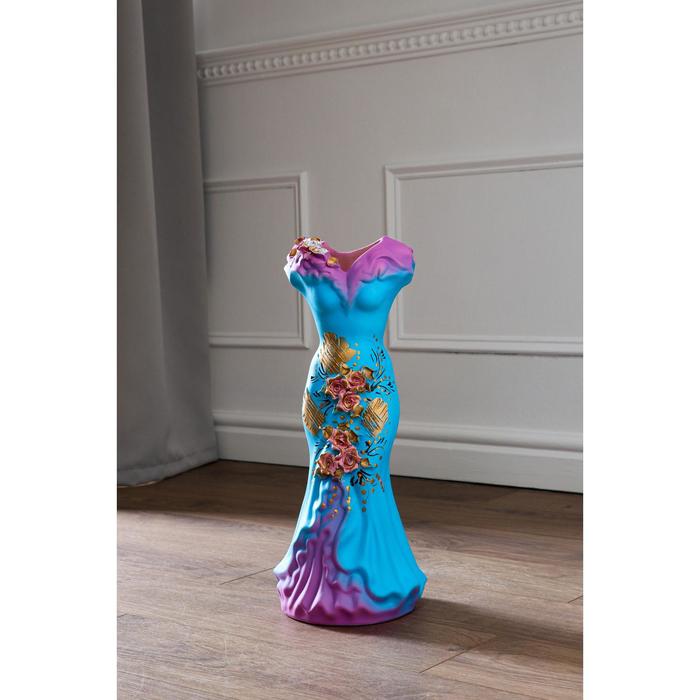 фото Ваза напольная "платье", цветы, 45 см, микс, керамика керамика ручной работы