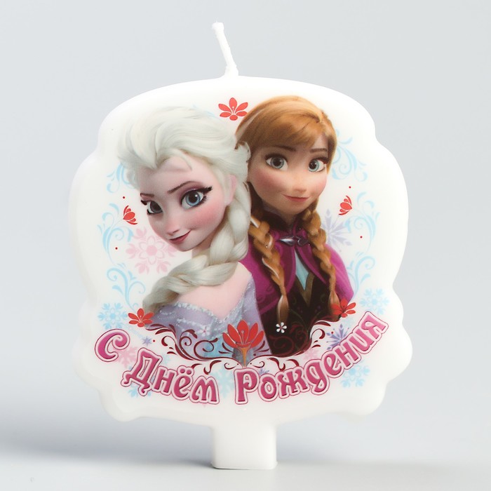 Свеча в торт Дисней "С днем рождения" Холодное сердце