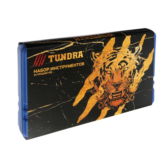 Набор инструментов в кейсе TUNDRA, подарочная упаковка "Тигр", CrV, 1/2", 25 предметов