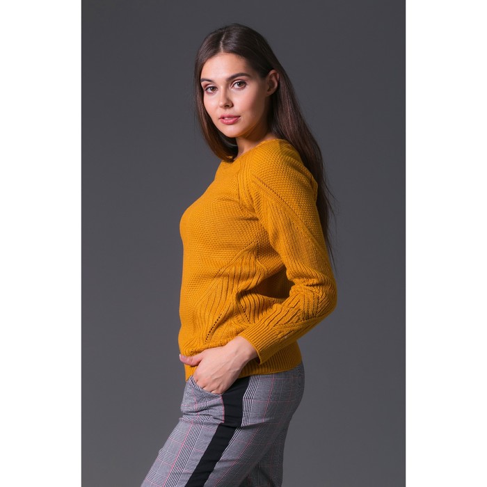 Джемпер женский вязаный 3367, цвет горчица, р-р 42