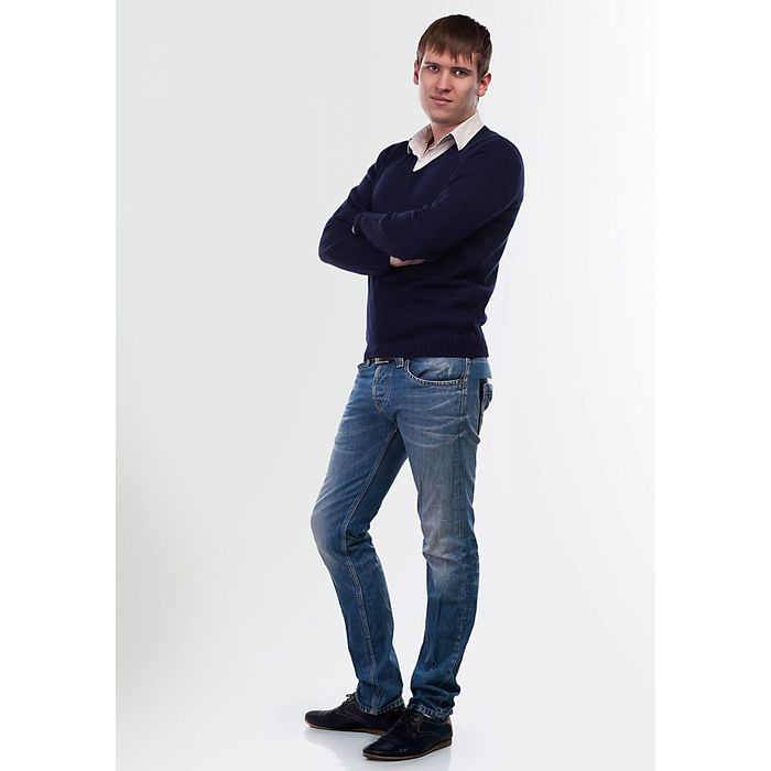 Джемпер мужской вязаный 5106, цвет синий, р-р 52