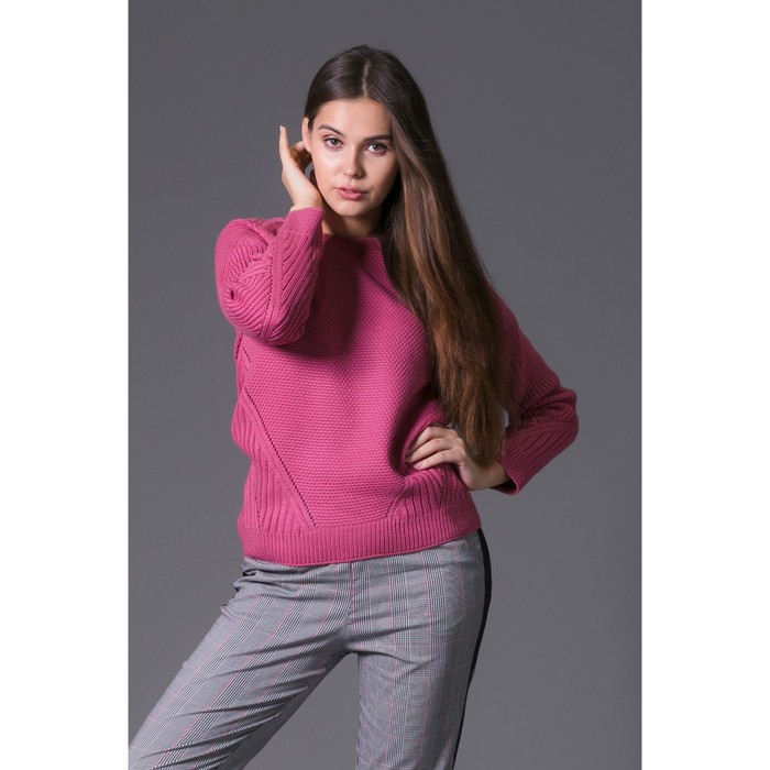 Джемпер женский вязаный 3367, цвет брусника, р-р 42