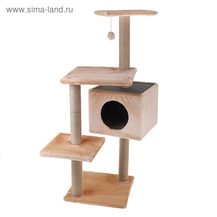 

Игровой комплекс с домиком, полками и игрушкой, джут, микс цветов, 38,5 х 38,5 х 118см