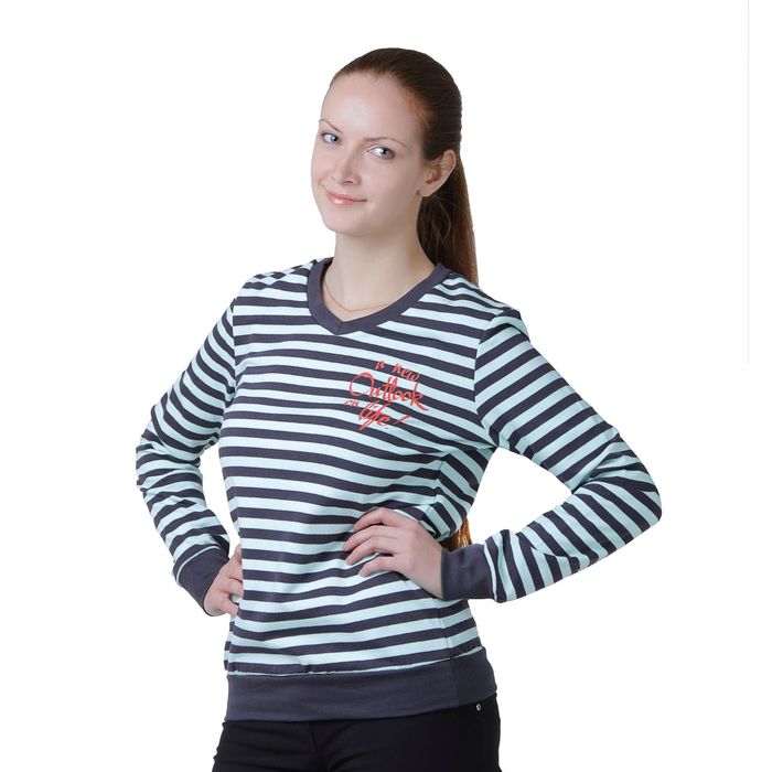 Джемпер женский, цвет салатовый/полоса, рост 158-164 см, размер 42