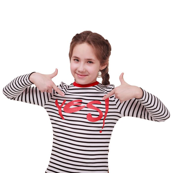 Джемпер для девочки, рост 158-164 см (84), белый/черная полоска