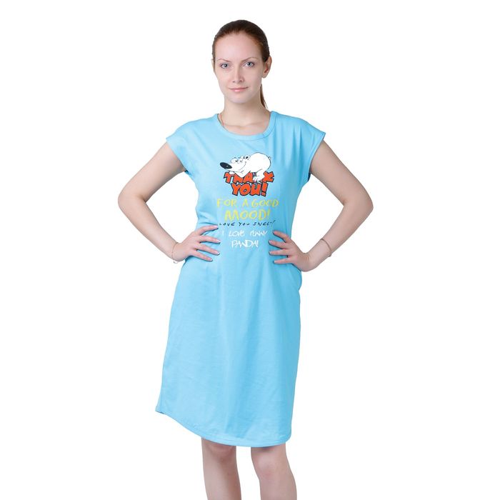 Сорочка женская "Спящий Миша", цвет бирюза, рост 170-176 см, размер 42