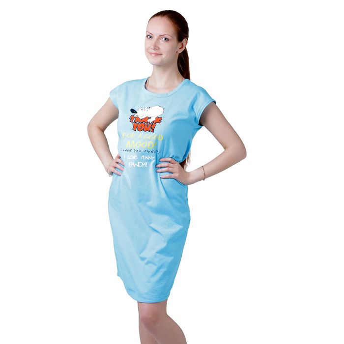 Сорочка женская "Спящий Миша", цвет бирюза, рост 170-176 см, размер 42