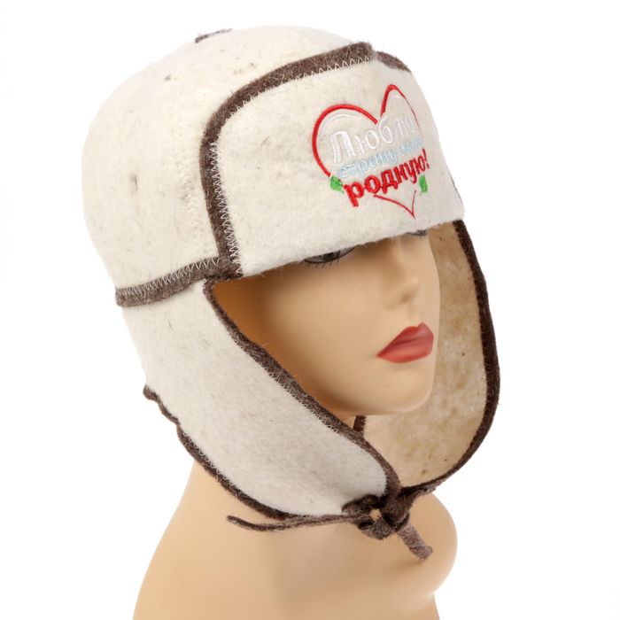 Шапка банная ушанка "Люблю страну свою родную"