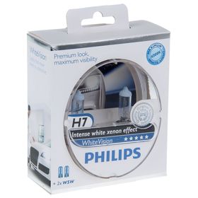 

Лампа автомобильная Philips White Vision H7, 12В, 55 Вт, набор 2 шт, 12972WHVSM