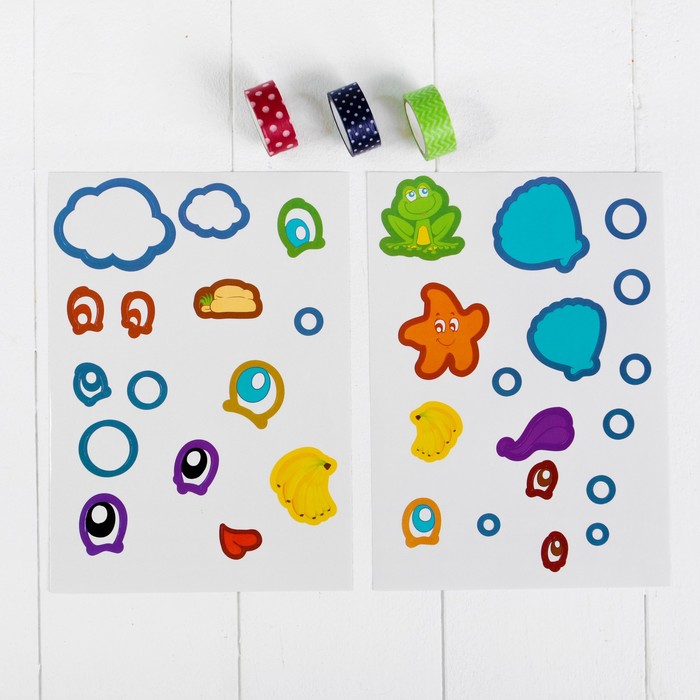 Аппликация клейкой лентой "Южные острова" 4 картинки + наклейки + цветная клейкая лента