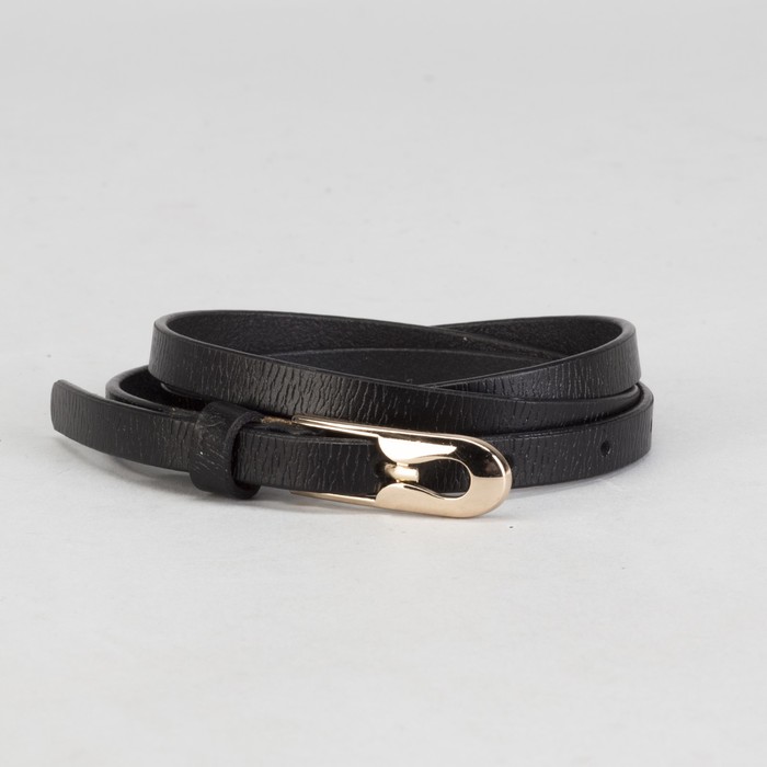 Ремень женский, винт и пряжка под золото, ширина - 1см, чёрный
