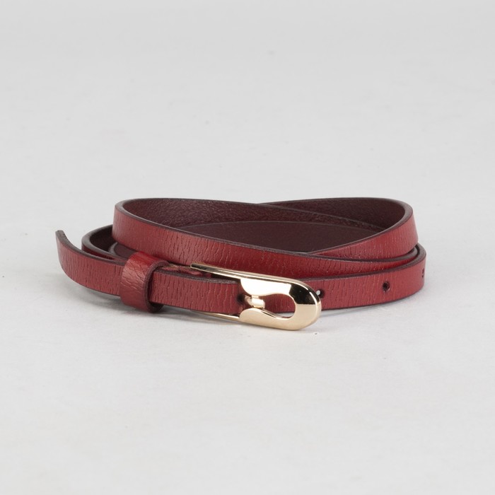 Ремень женский, винт и пряжка под золото, ширина - 1см, цвет бордовый