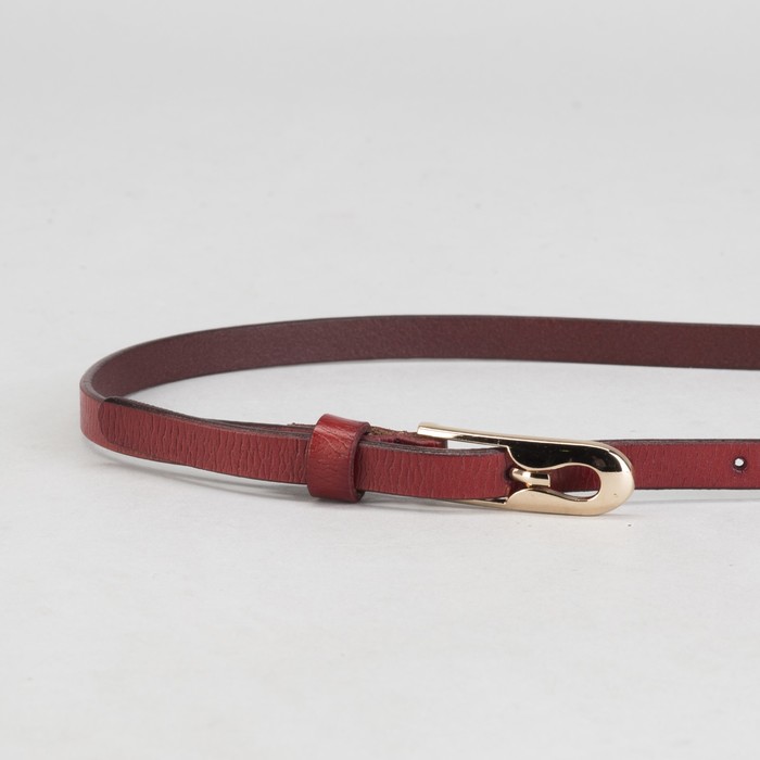 Ремень женский, винт и пряжка под золото, ширина - 1см, цвет бордовый