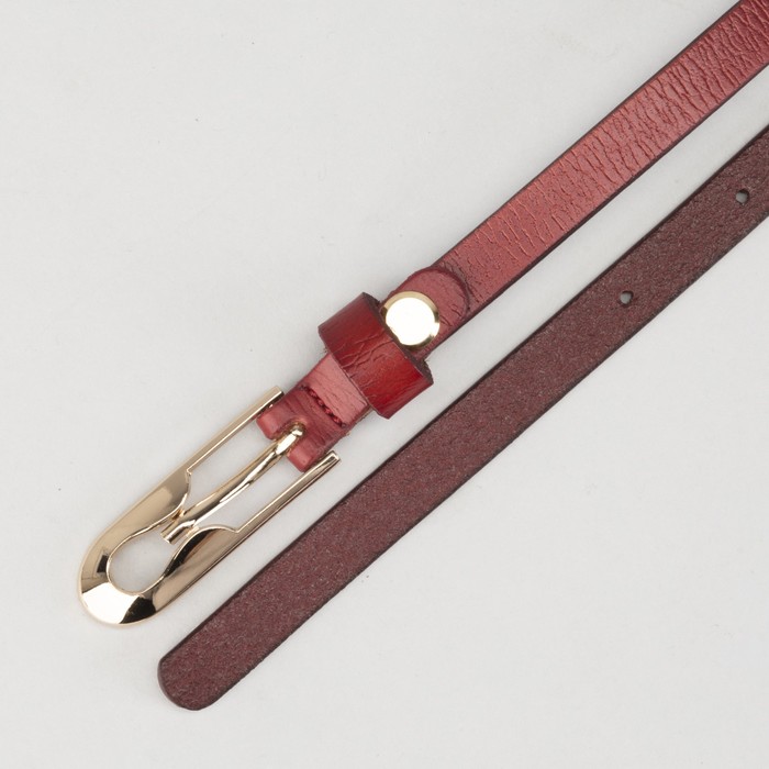 Ремень женский, винт и пряжка под золото, ширина - 1см, цвет бордовый