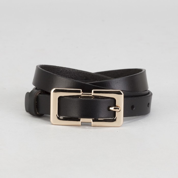 Ремень женский, гладкий, винт и пряжка под золото, ширина - 1,5см, чёрный
