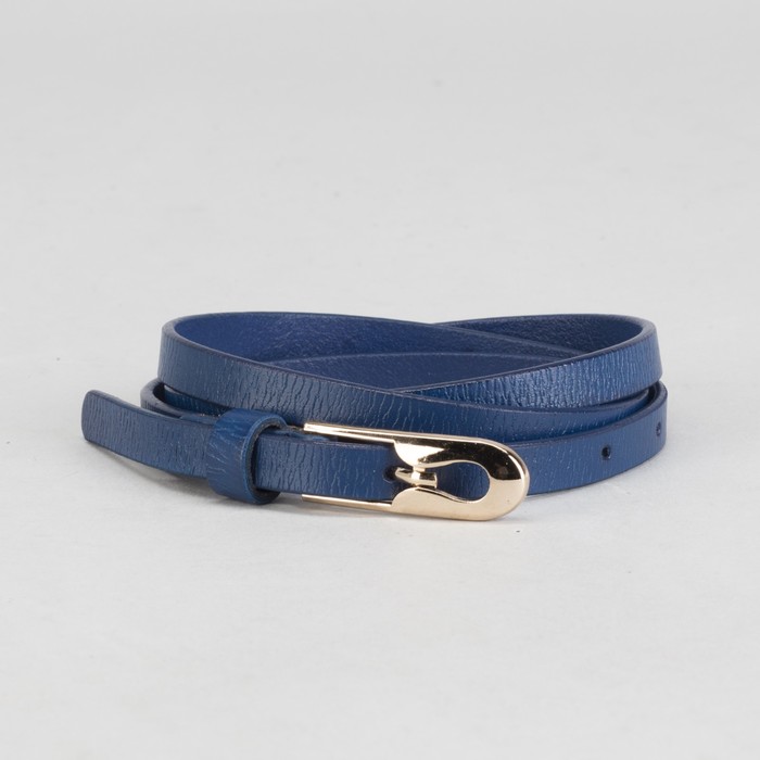 Ремень женский, винт и пряжка под золото, ширина - 1см, синий