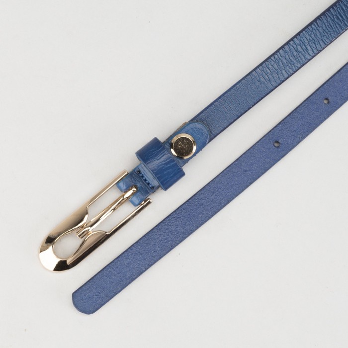 Ремень женский, винт и пряжка под золото, ширина - 1см, синий