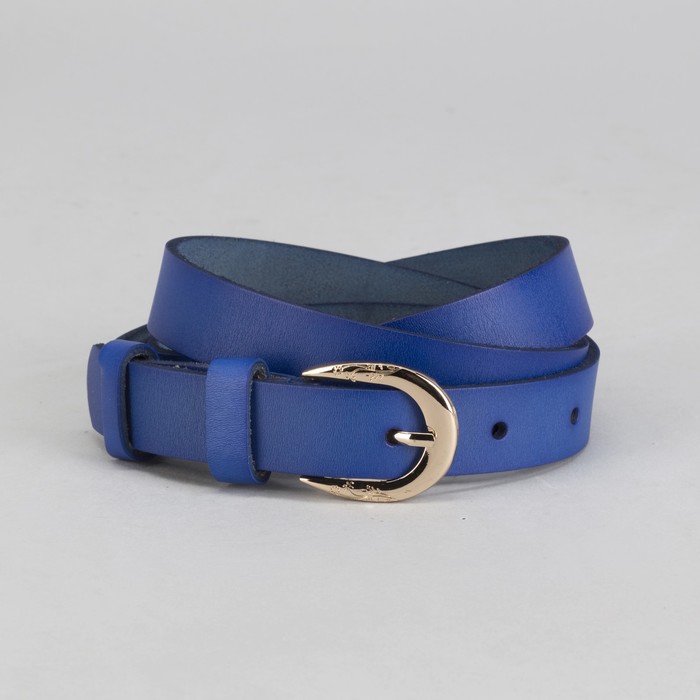 Ремень женский, "Глянец", гладкий, винт и пряжка под золото, ширина - 2,5см, синий