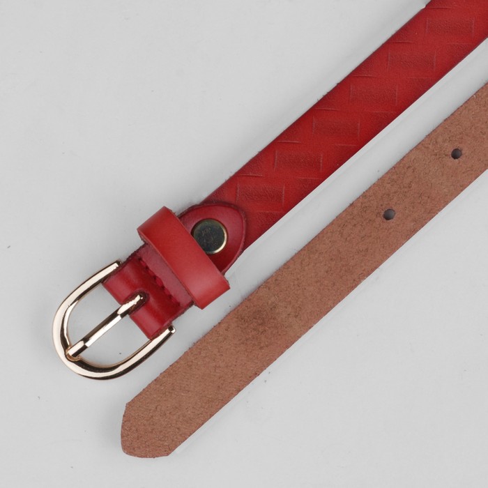 Ремень женский "Диагональ", винт и пряжка под золото, ширина - 2см, красный