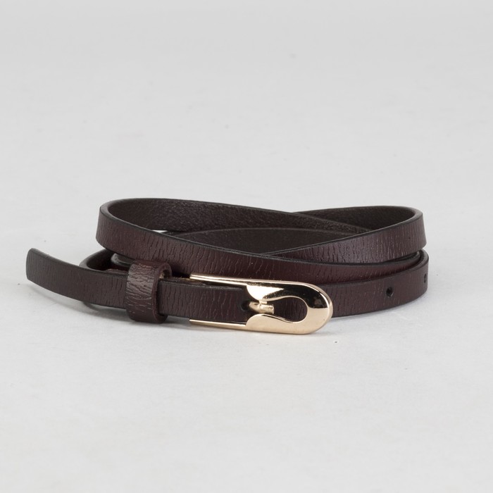 Ремень женский, винт и пряжка под золото, ширина - 1см, коричневый