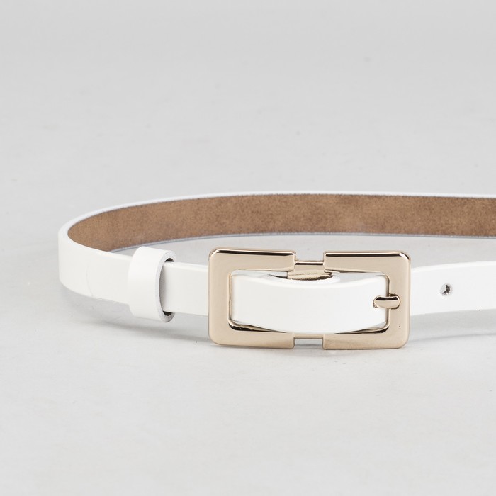 Ремень женский, гладкий, винт и пряжка под золото, ширина - 1,5см, белый