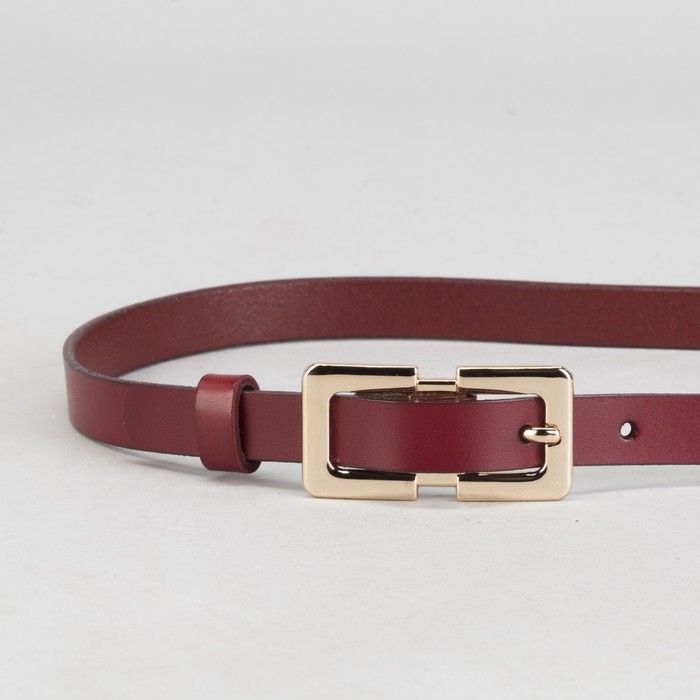 Ремень женский, гладкий, винт и пряжка под золото, ширина - 1,5см, красный