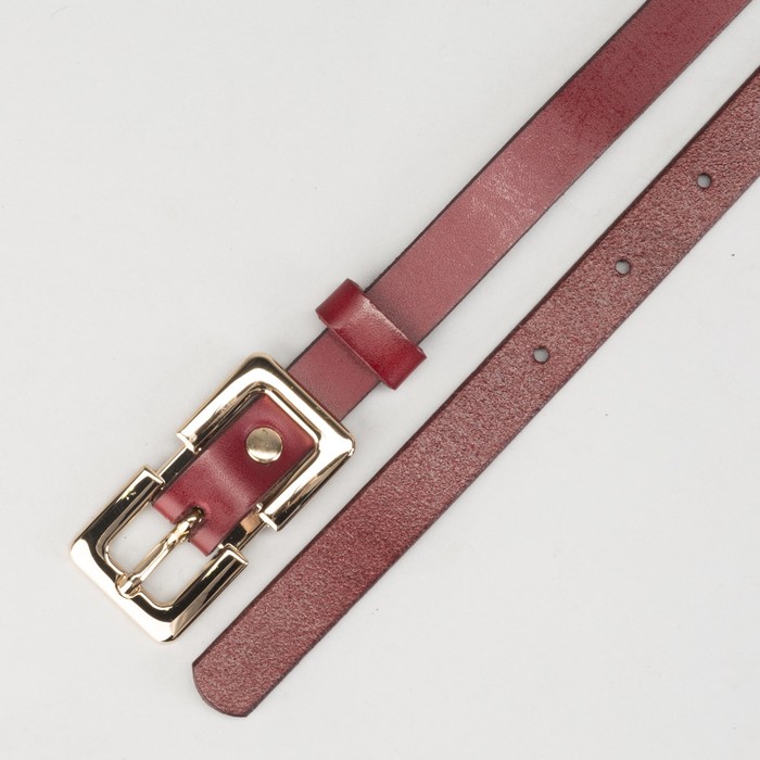 Ремень женский, гладкий, винт и пряжка под золото, ширина - 1,5см, красный