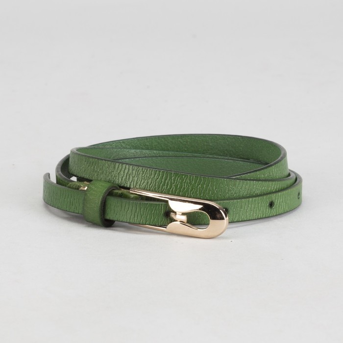 Ремень женский, винт и пряжка под золото, ширина - 1см, зелёный