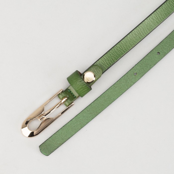 Ремень женский, винт и пряжка под золото, ширина - 1см, зелёный