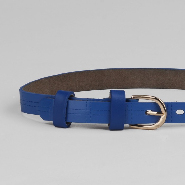Ремень женский "Глянец", винт, строчки, пряжка под золото, ширина - 2см, синий