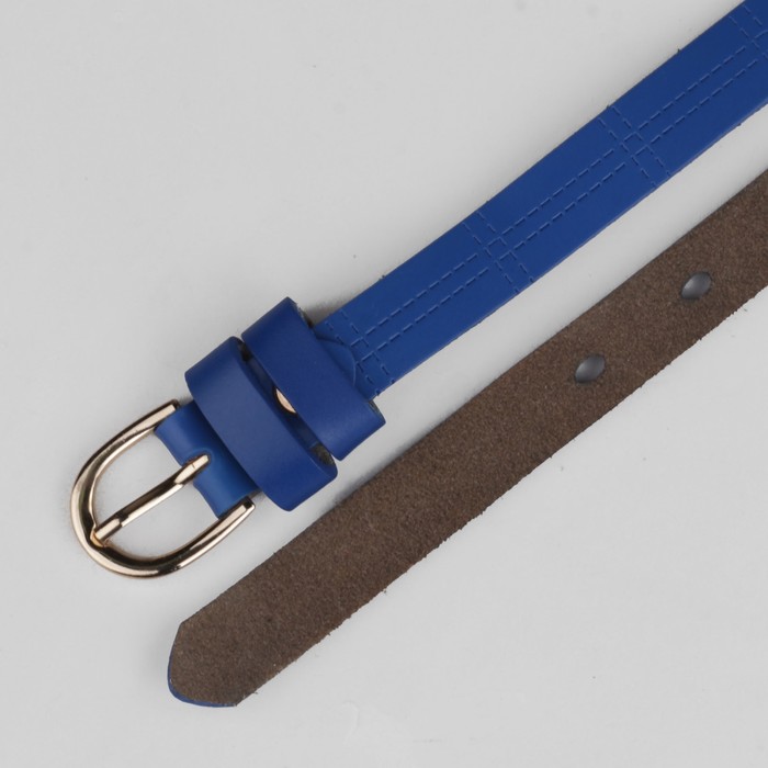 Ремень женский "Глянец", винт, строчки, пряжка под золото, ширина - 2см, синий
