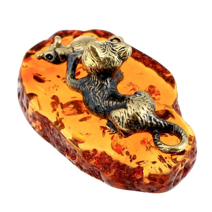 Сувенир "Котик с мышкой" на подставке