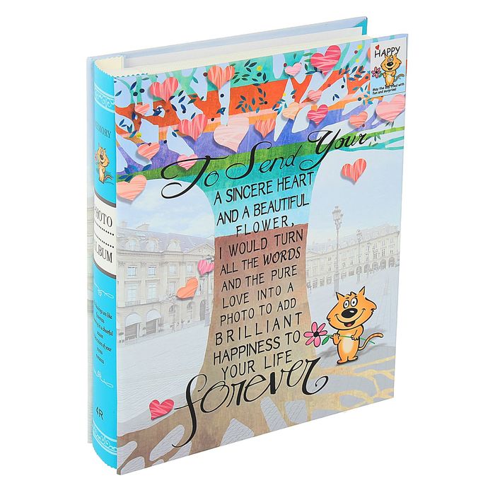 Фотоальбом на 200 фото 10х15 см в коробке "Кот путешественник" МИКС