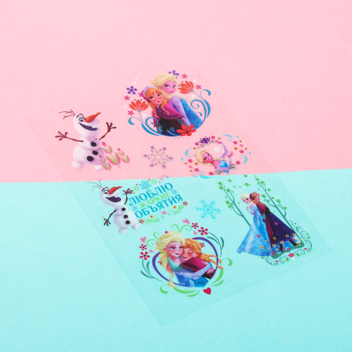 Наклейки на прозрачной пленке"Люблю жаркие объятия"Холодное сердце, 11х15 см