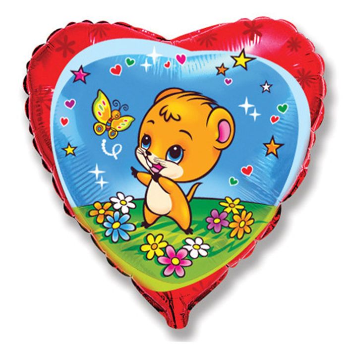 Шар фольгированный 18" "Мышка с бабочкой", сердце