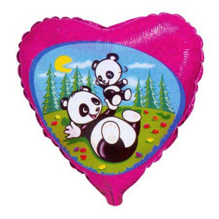 Шар фольгированный 18" "Панды на поляне", сердце