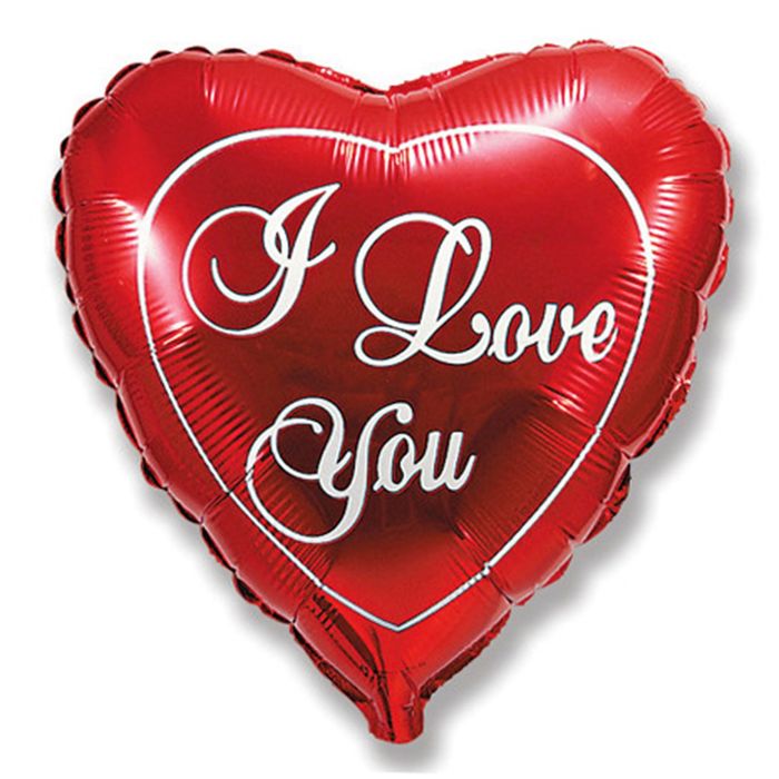 Шар фольгированный 24" I Love You, сердце, цвет красный