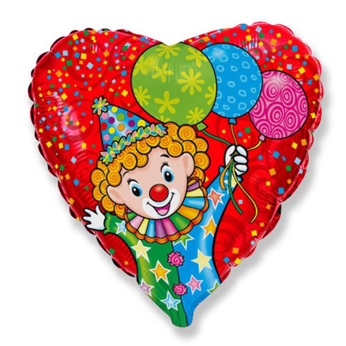 Шар фольгированный 18" "Клоун с шарами", сердце