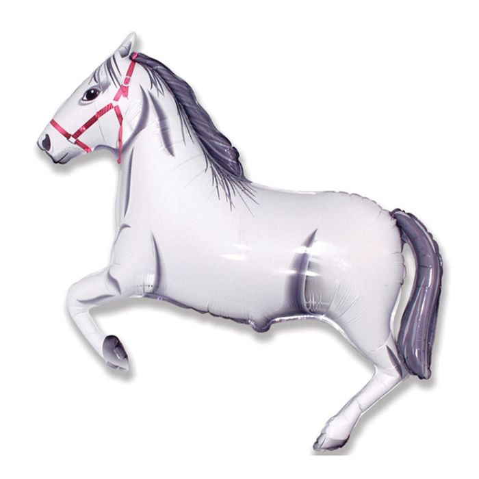 Шар фольгированный 30" "Лошадь", цвет белый
