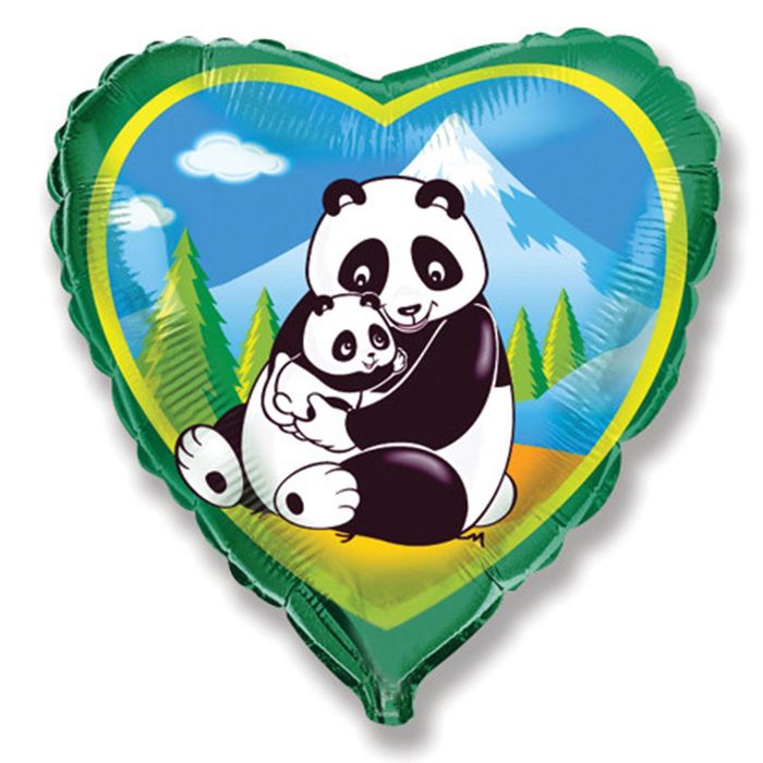 Шар фольгированный 18" "Панды", сердце
