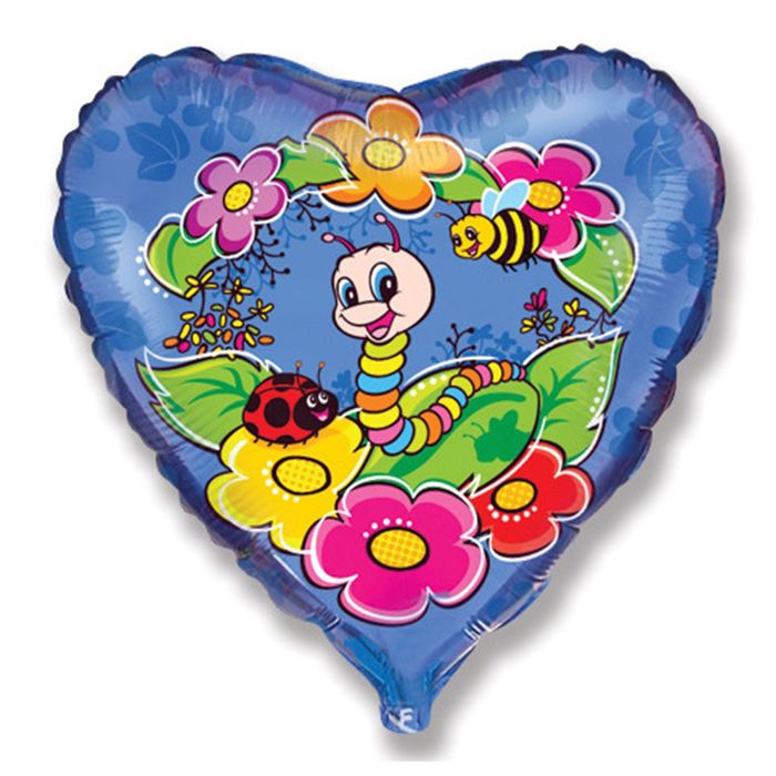 Шар фольгированный 18" "Гусеничка", сердце